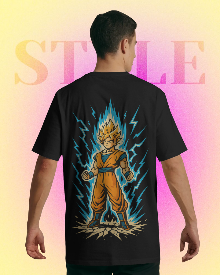 Super Saiyan Goku Ascension Power Mode Oversized Tee with Back Print