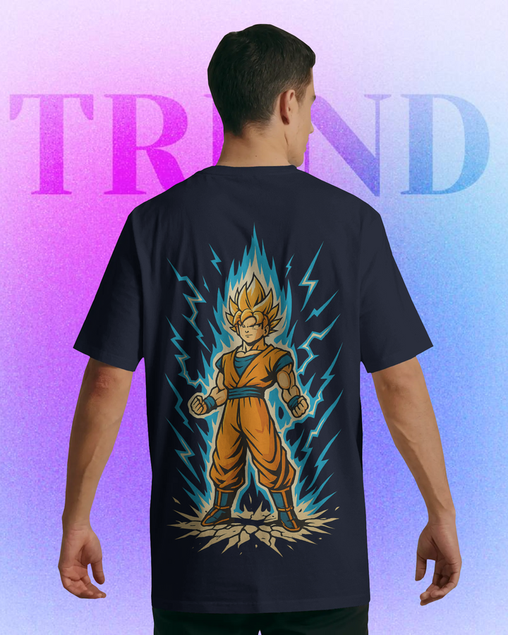 Super Saiyan Goku Ascension Power Mode Oversized Tee with Back Print