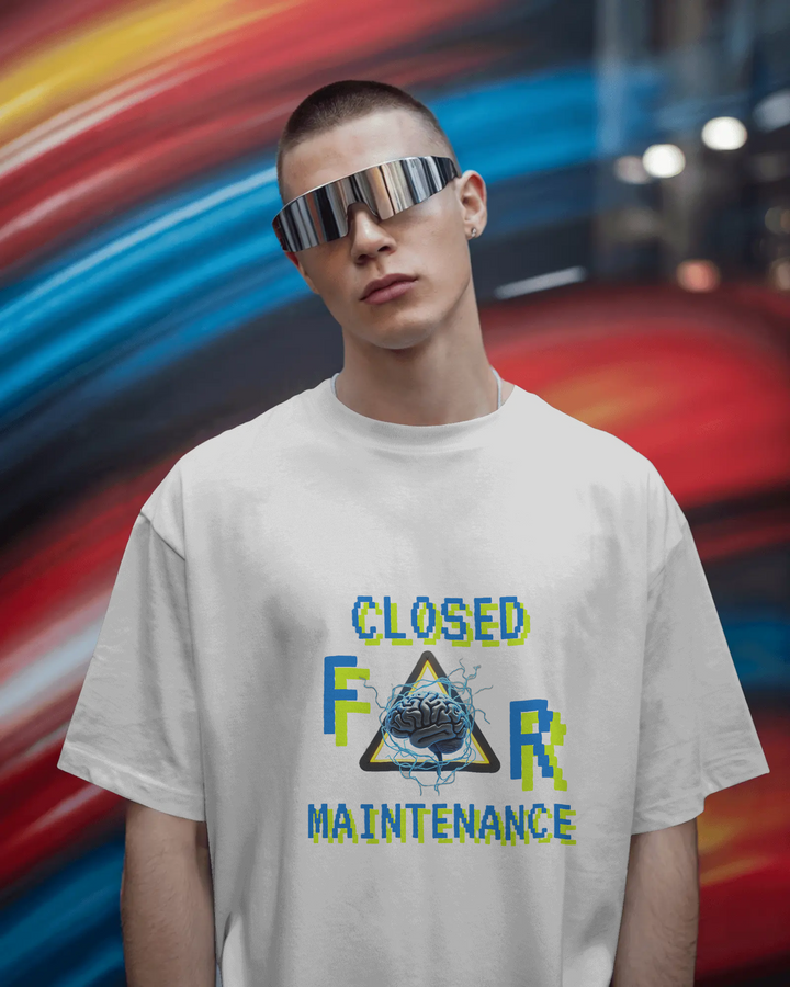 Closed for Maintenance Oversized Graphic Tee (Front) - THE ZILEVO