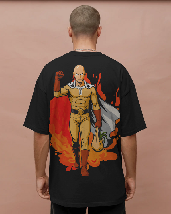 Saitama Caped Baldy Oversized Anime Graphic T-shirt
