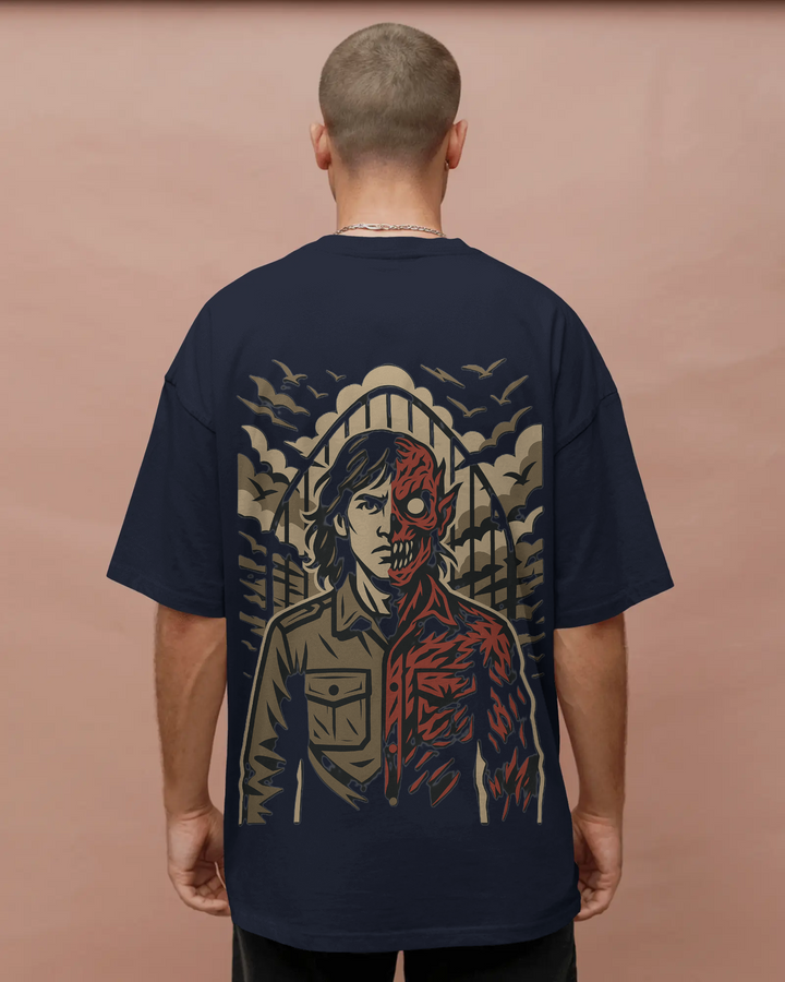 Dual Nature Unleashed Back Print Oversized Tee