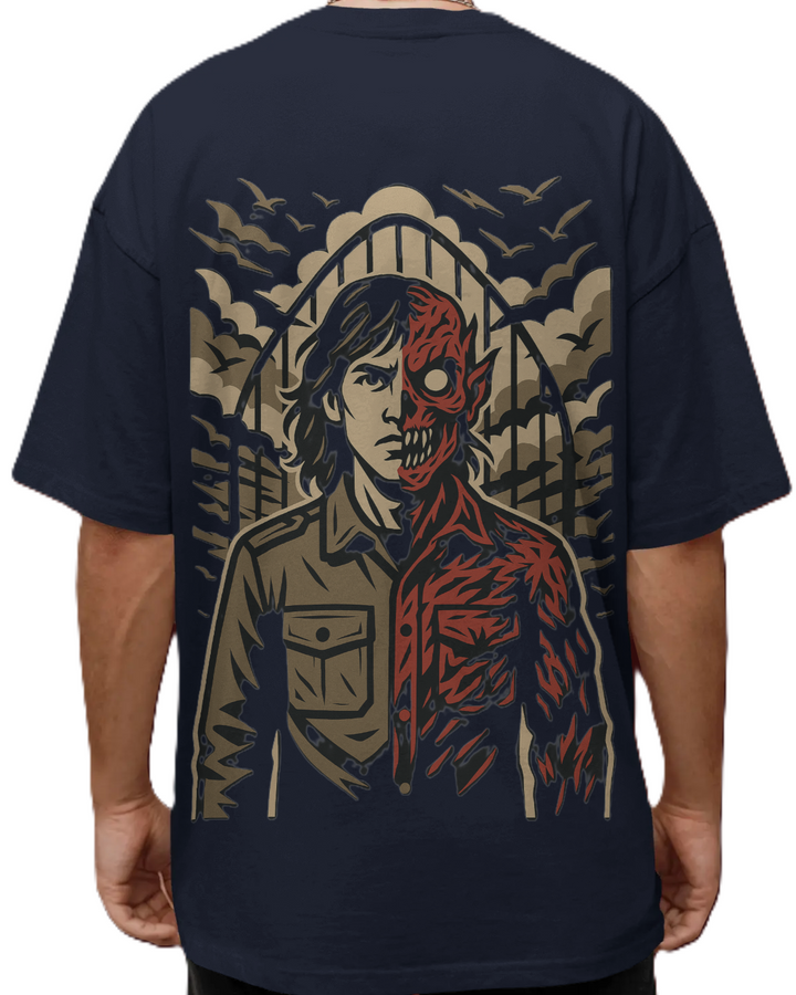 Dual Nature Unleashed Back Print Oversized Tee