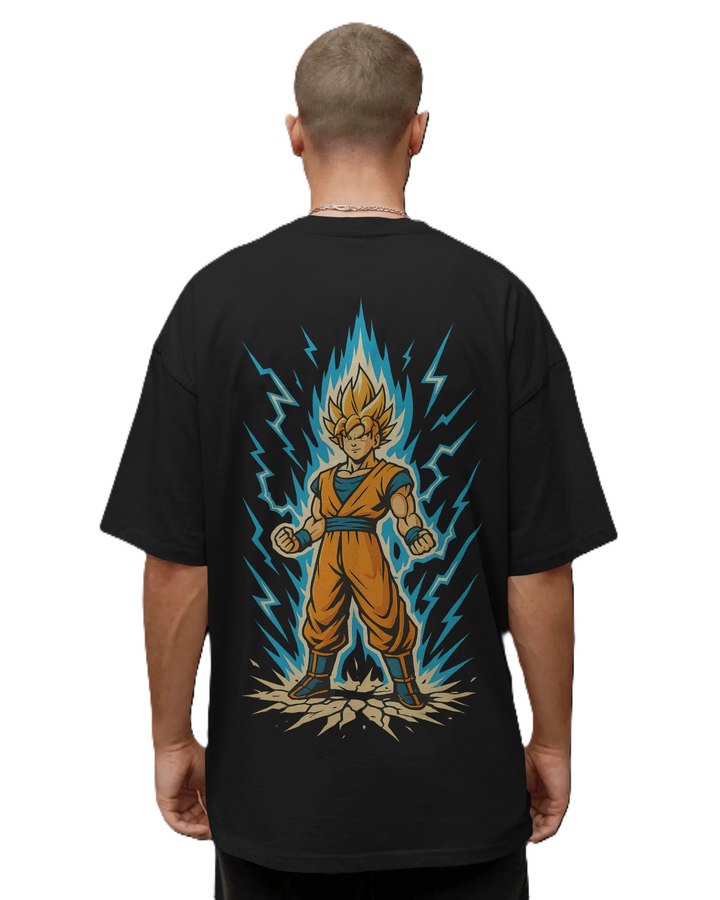 Super Saiyan Goku Ascension Power Mode Oversized Tee with Back Print