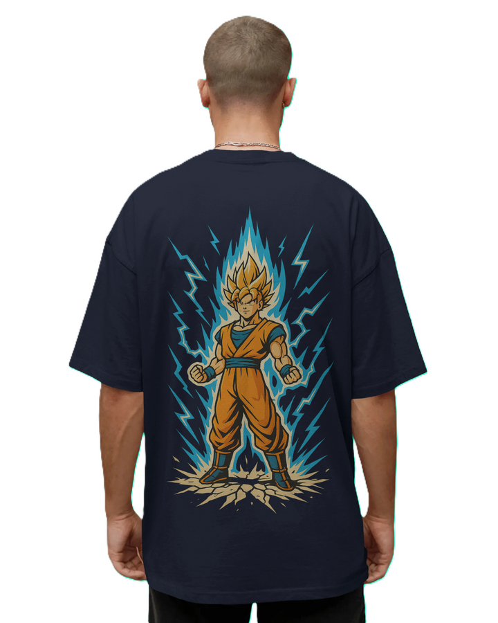 Super Saiyan Goku Ascension Power Mode Oversized Tee with Back Print