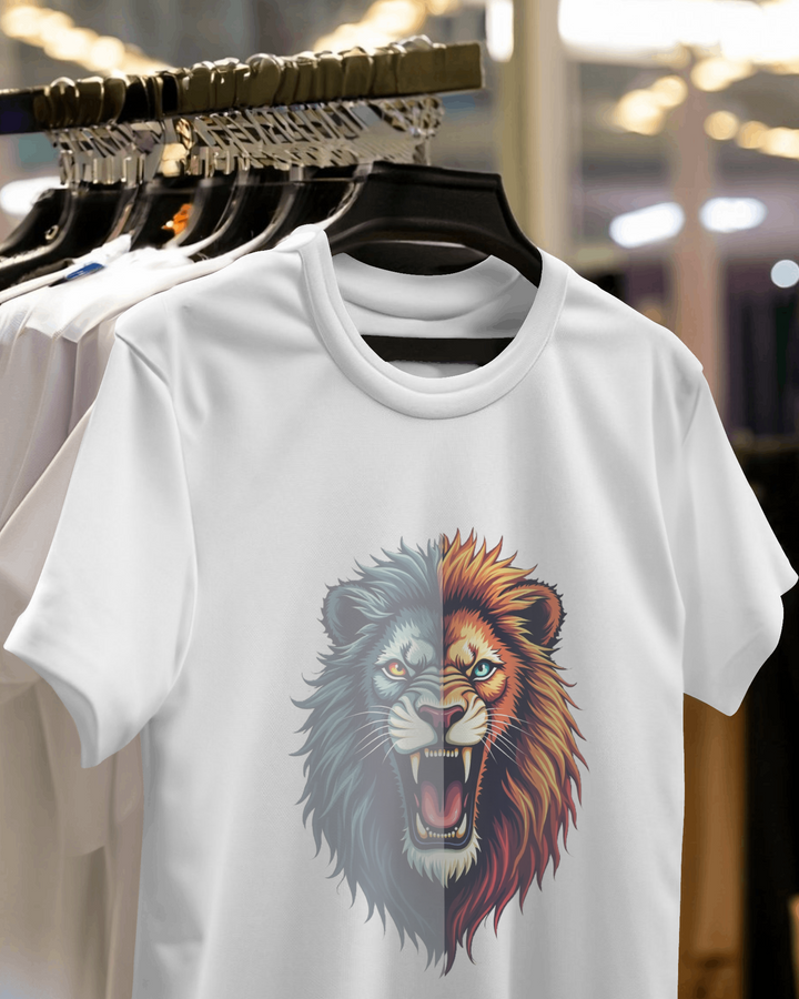 Dual Shade Lion Graphic Oversized Tee