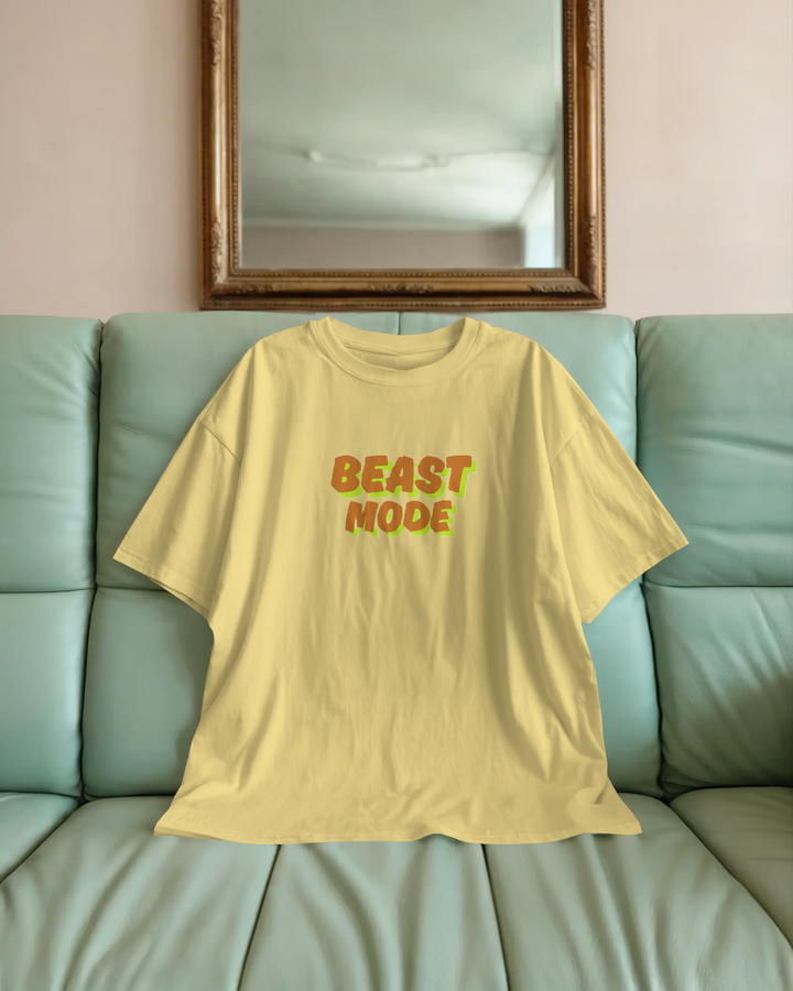 Beast Mode On Cool Lion Back Print Oversized Tee