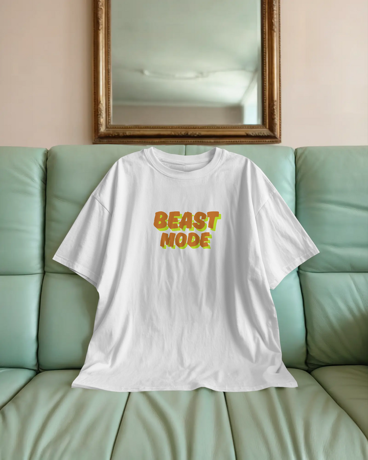 Beast Mode On Cool Lion Back Print Oversized Tee