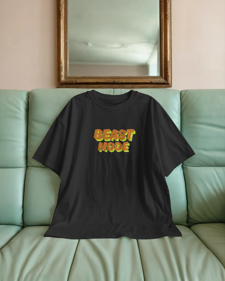 Beast Mode On Cool Lion Back Print Oversized Tee