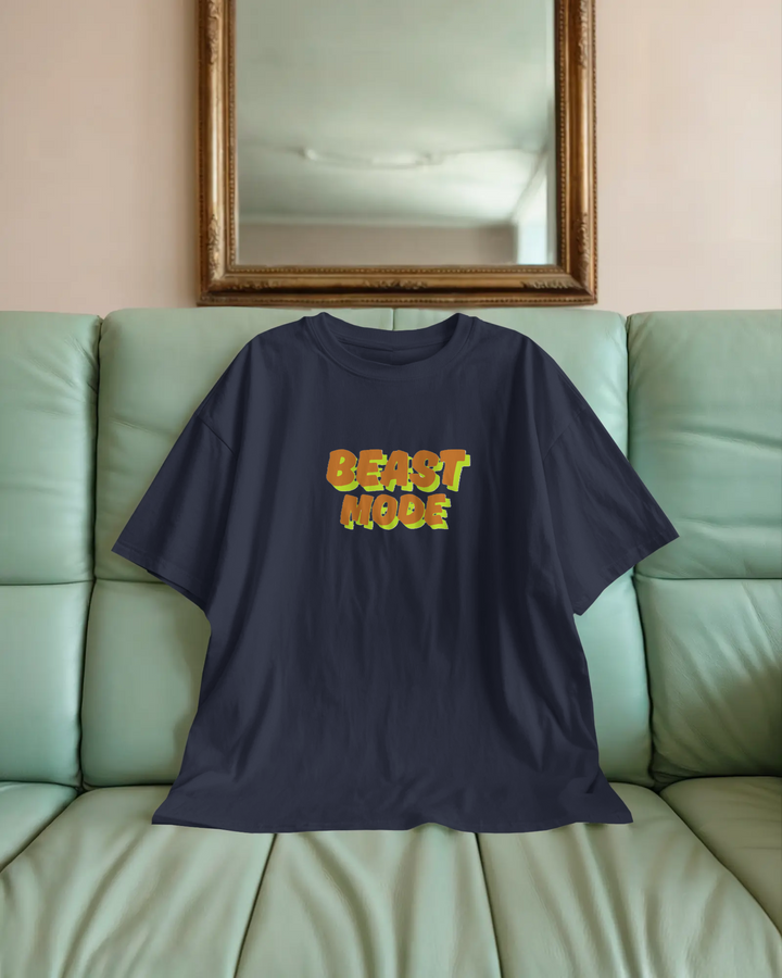 Beast Mode On Cool Lion Back Print Oversized Tee