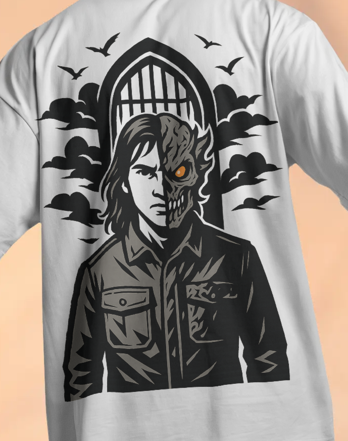 Dual Nature Unleashed Back Print Oversized Tee