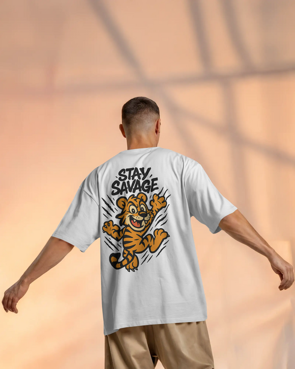 Stay Savage Tiger Printed Oversized Fit T-shirt