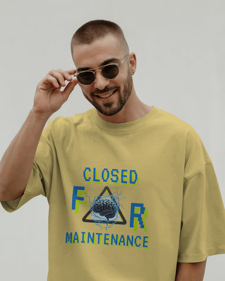 Closed for Maintenance Oversized Graphic Tee (Front) - THE ZILEVO