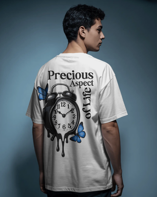 Precious Aspect of Life Melting Clock Printed Oversized T-shirt