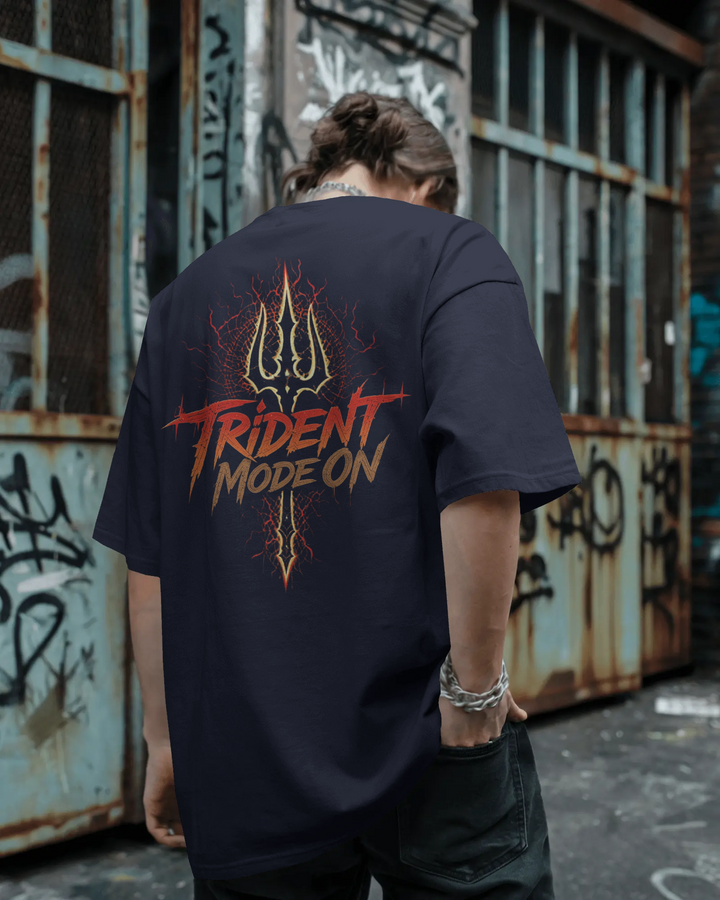 Trident Mode On Back Print Oversized Tee