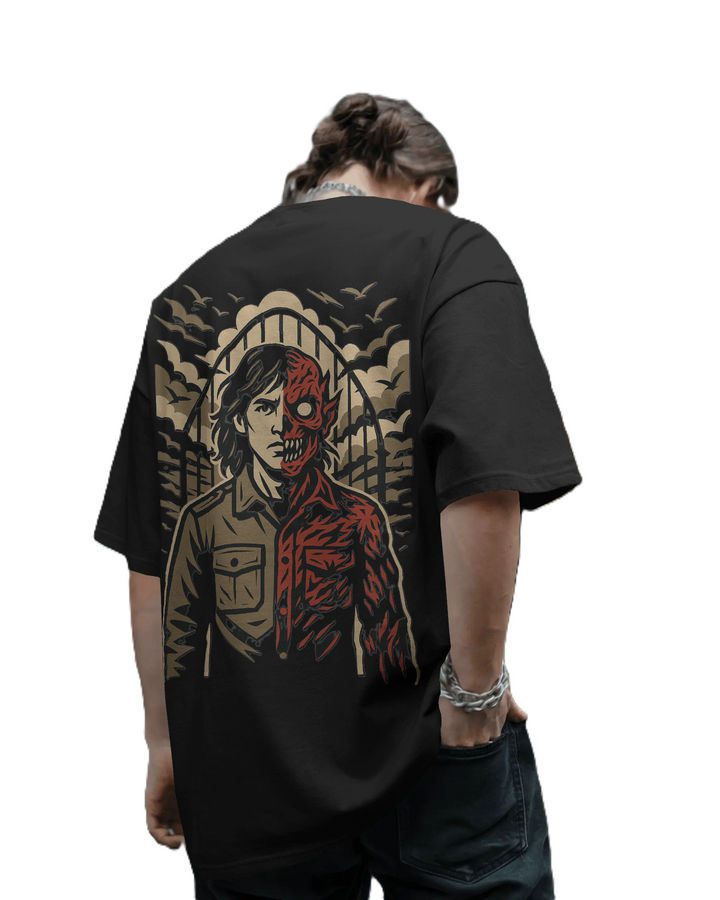 Dual Nature Unleashed Back Print Oversized Tee