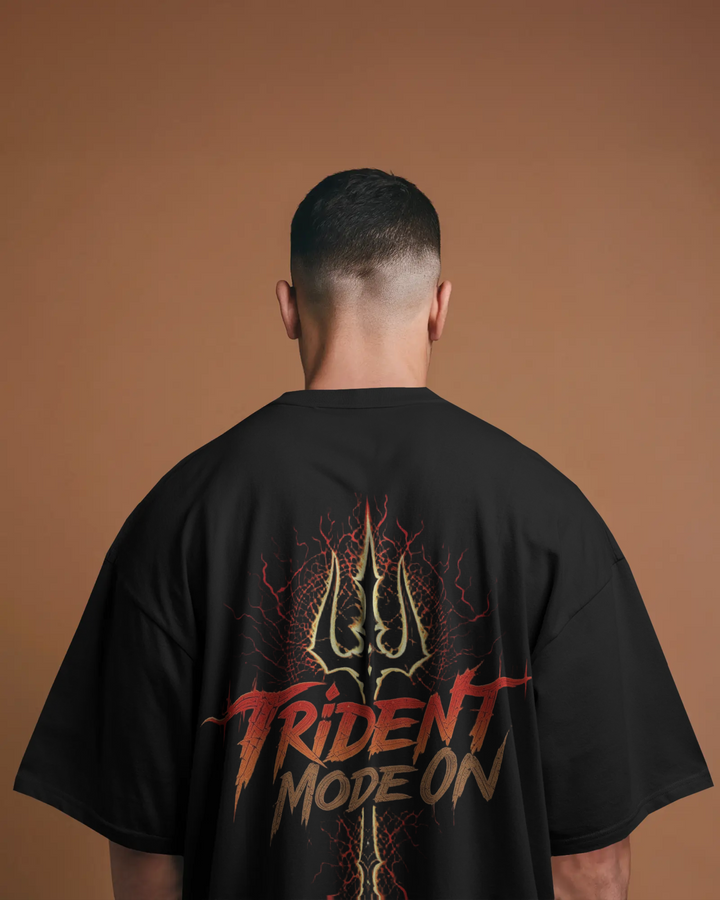 Trident Mode On Back Print Oversized Tee