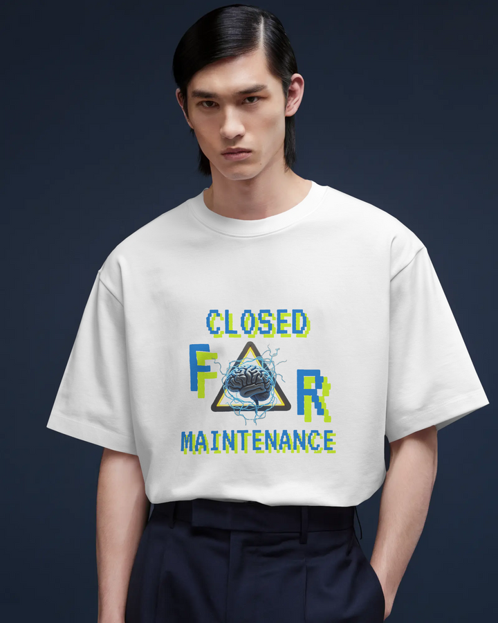 Closed for Maintenance Oversized Graphic Tee (Front) - THE ZILEVO