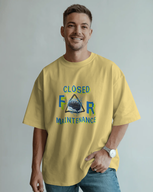Closed for Maintenance Oversized Graphic Tee (Front) - THE ZILEVO
