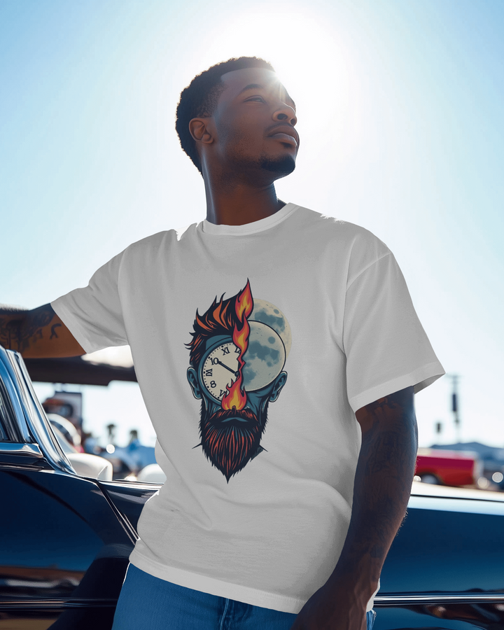 Time & Flow Burning Moment Graphic Regular Fit Tee - THE ZILEVO