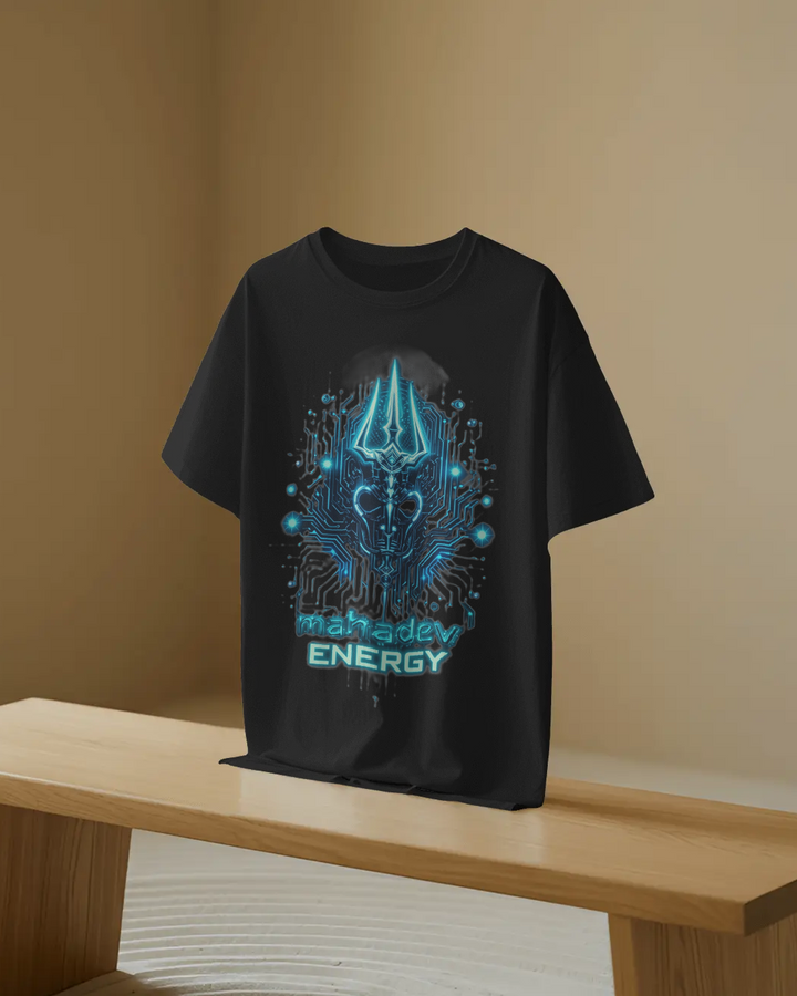 Mahadev Energy Trishul Power Graphic Oversized Tee
