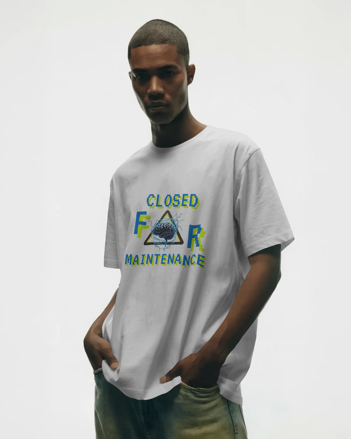 Closed for Maintenance Oversized Graphic Tee (Front) - THE ZILEVO