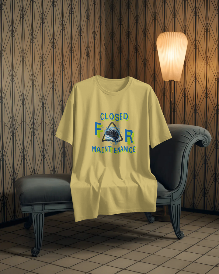 Closed for Maintenance Oversized Graphic Tee (Front) - THE ZILEVO