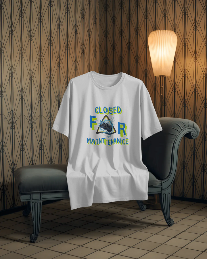 Closed for Maintenance Oversized Graphic Tee (Front) - THE ZILEVO